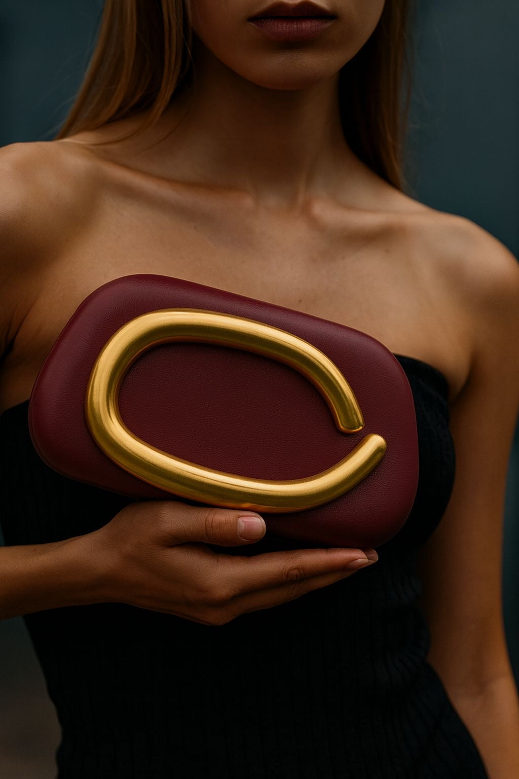 Burgundy Curve Clutch