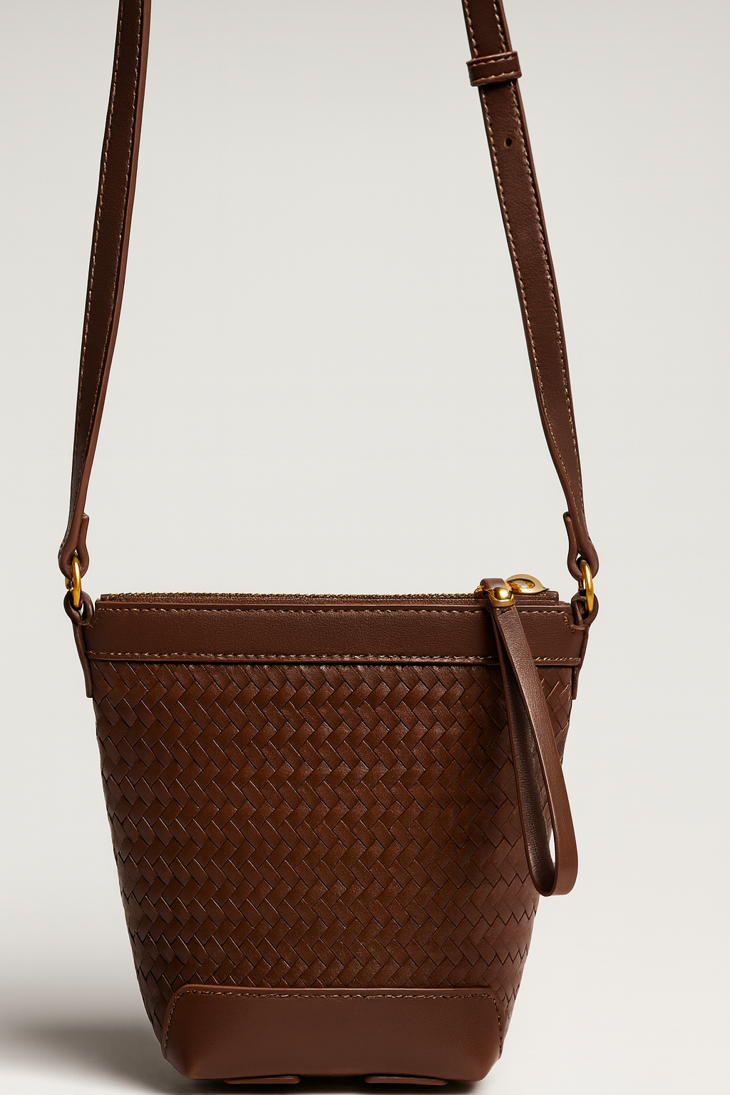 Mocha Woven Bucket Bag