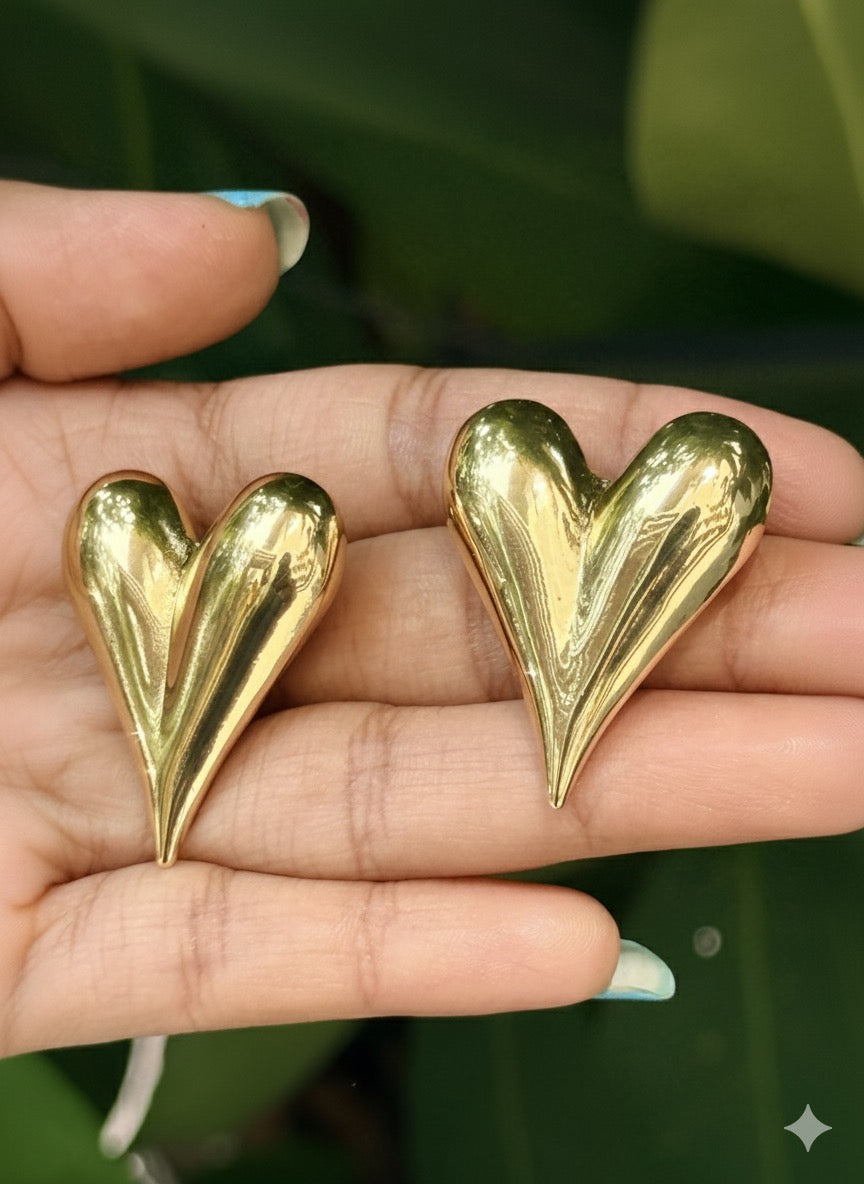 Radiant Heart Gold Stud Earrings