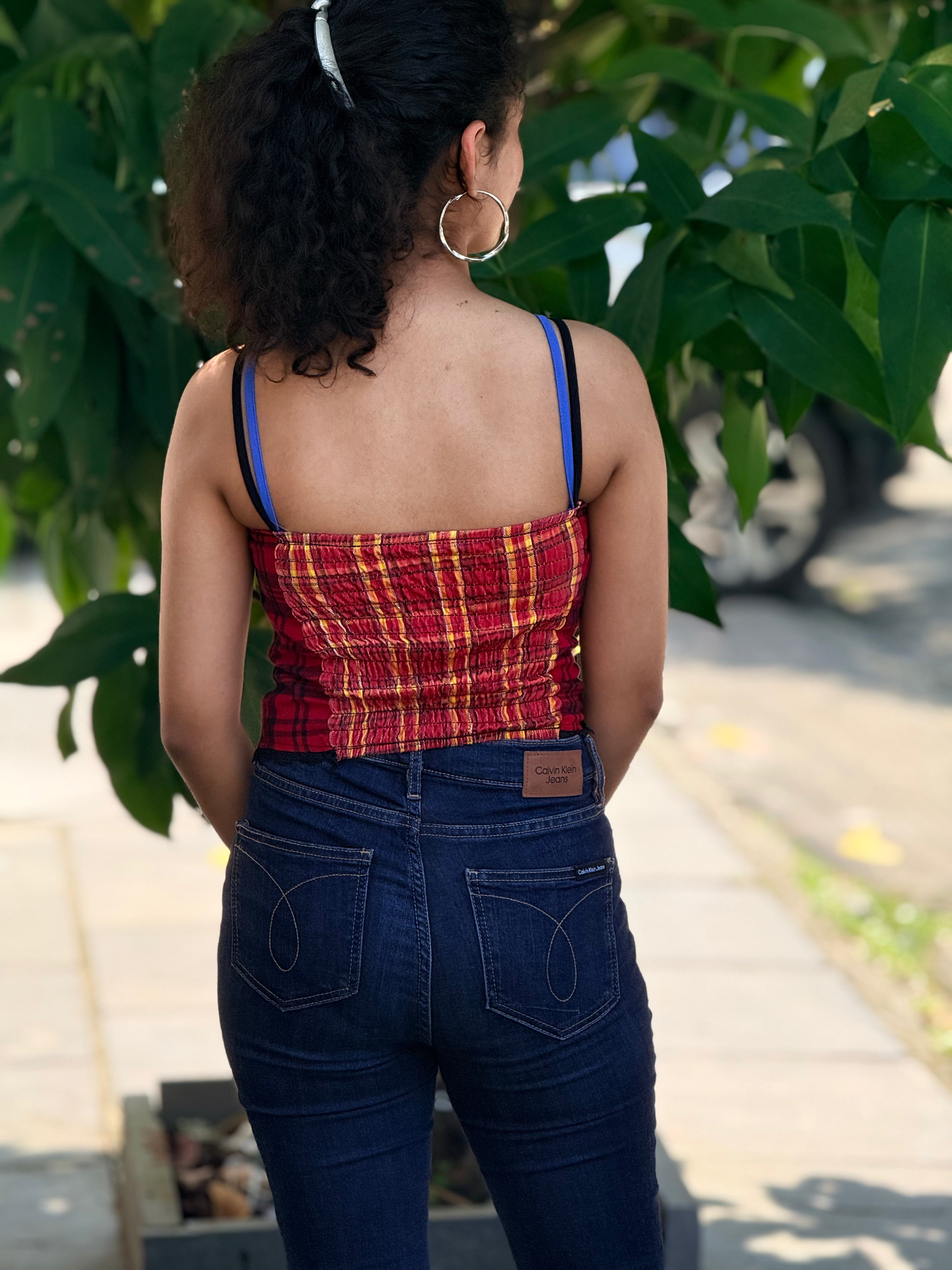 Premium Plaid Corset Tank Top