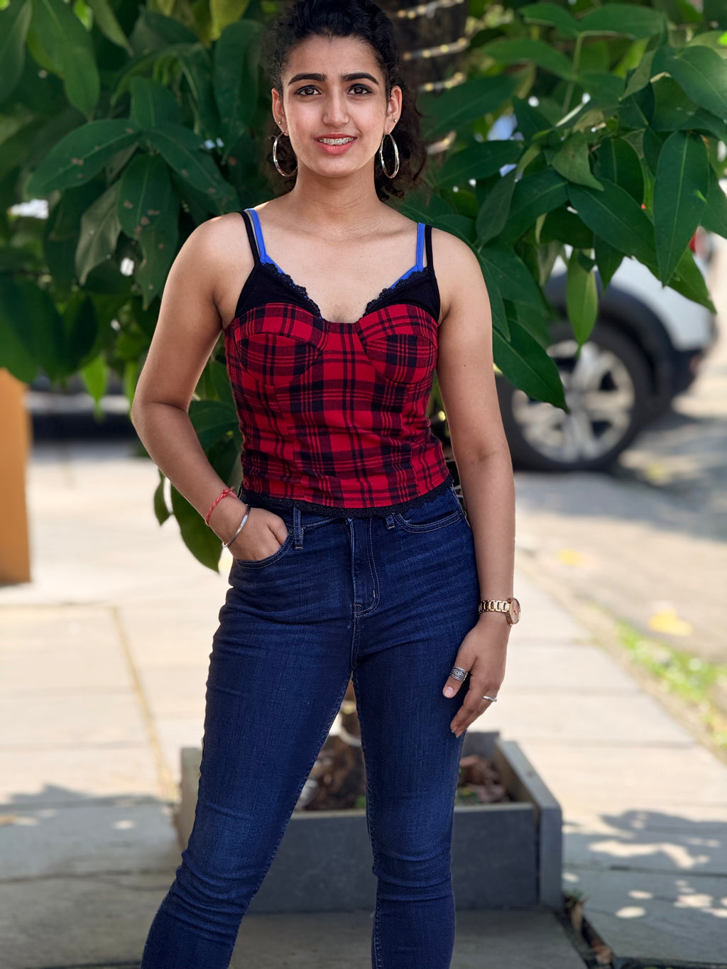 Premium Plaid Corset Tank Top