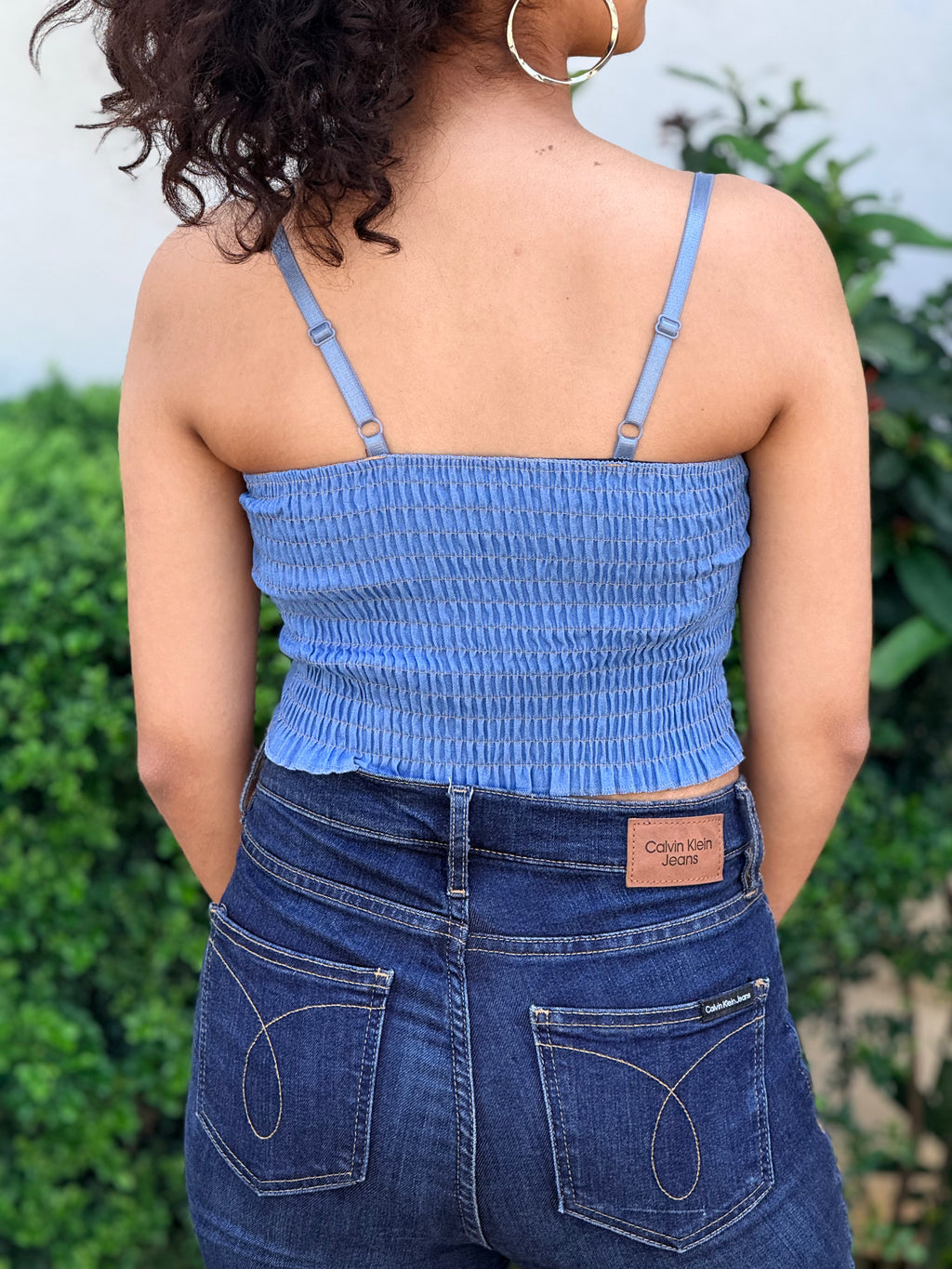 Lace-Up Denim Corset Tank Top