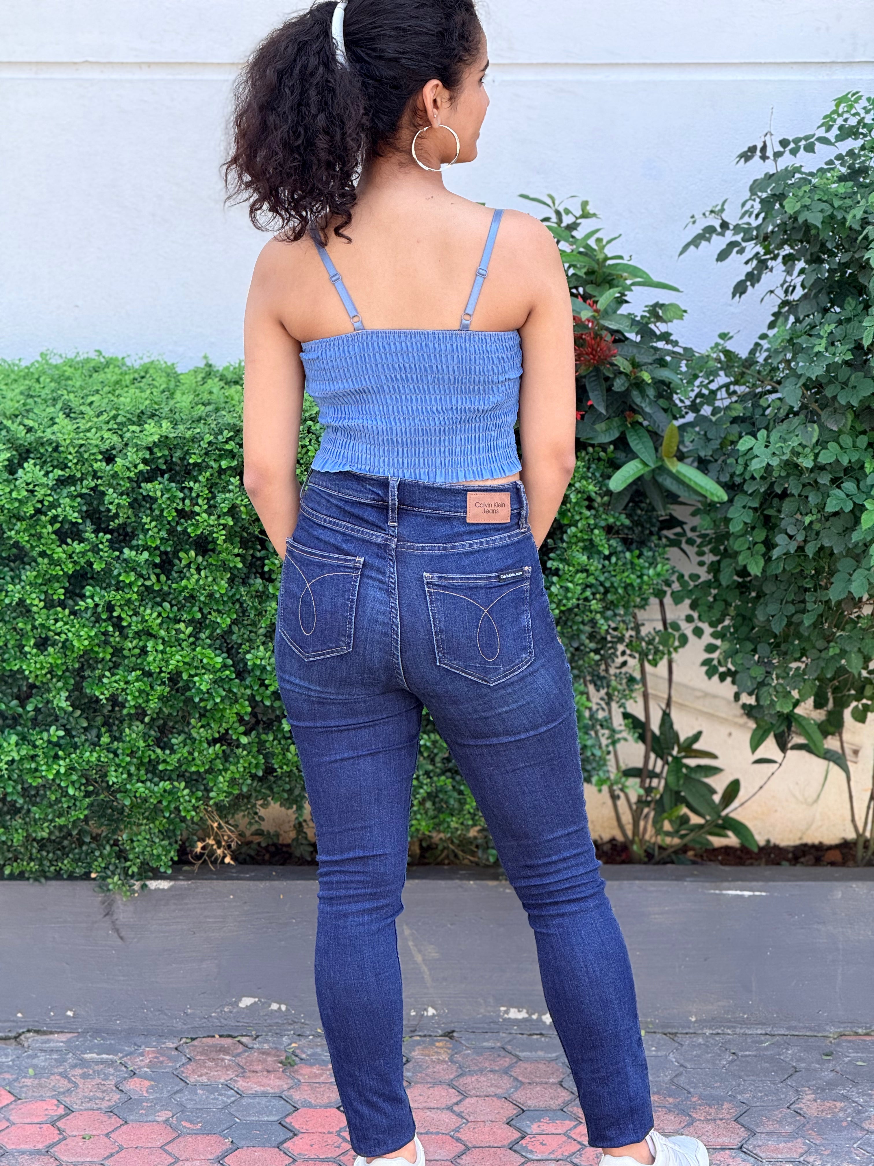 Lace-Up Denim Corset Tank Top