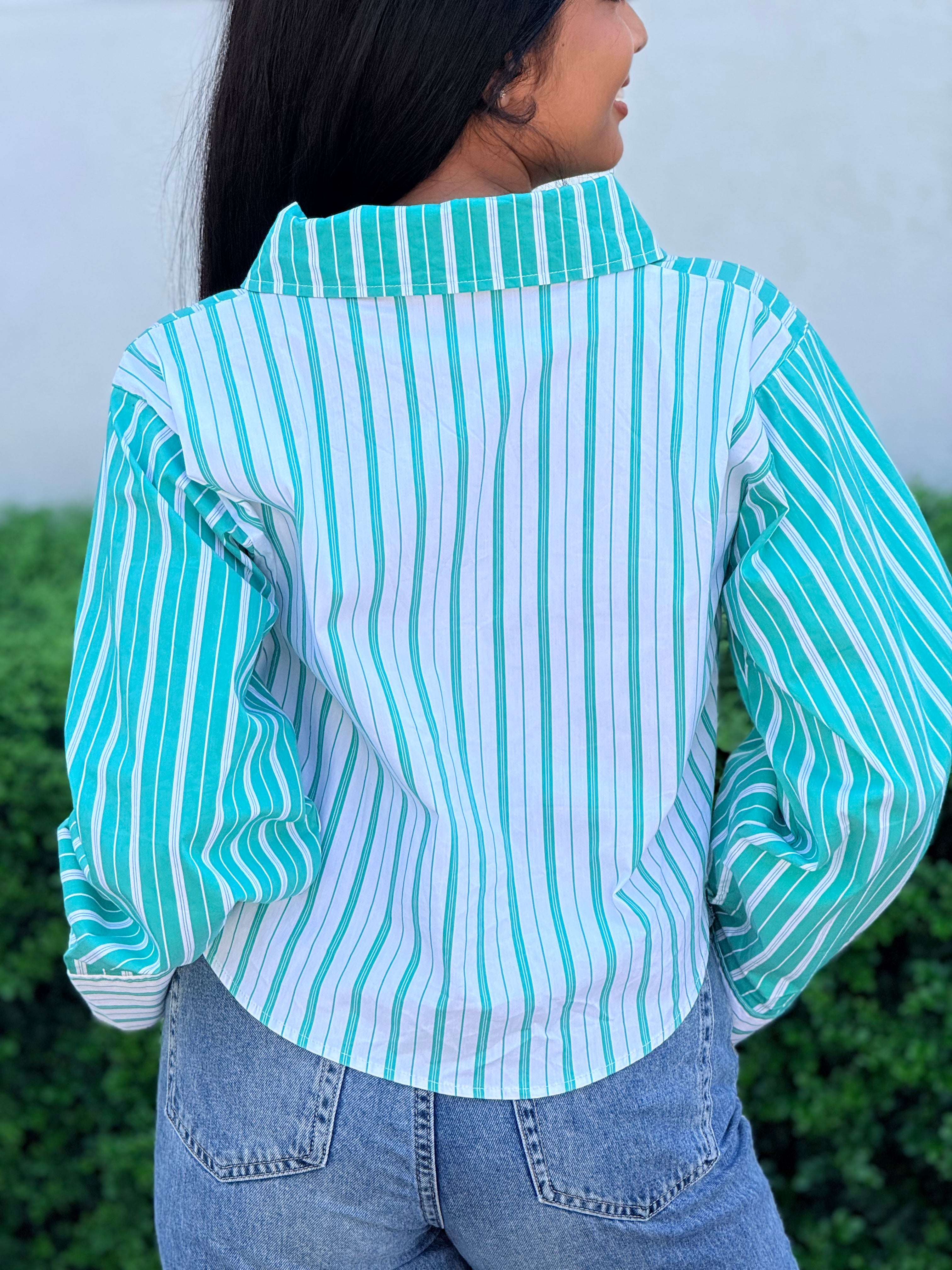 The Riviera Cropped Pinstripe Shirt