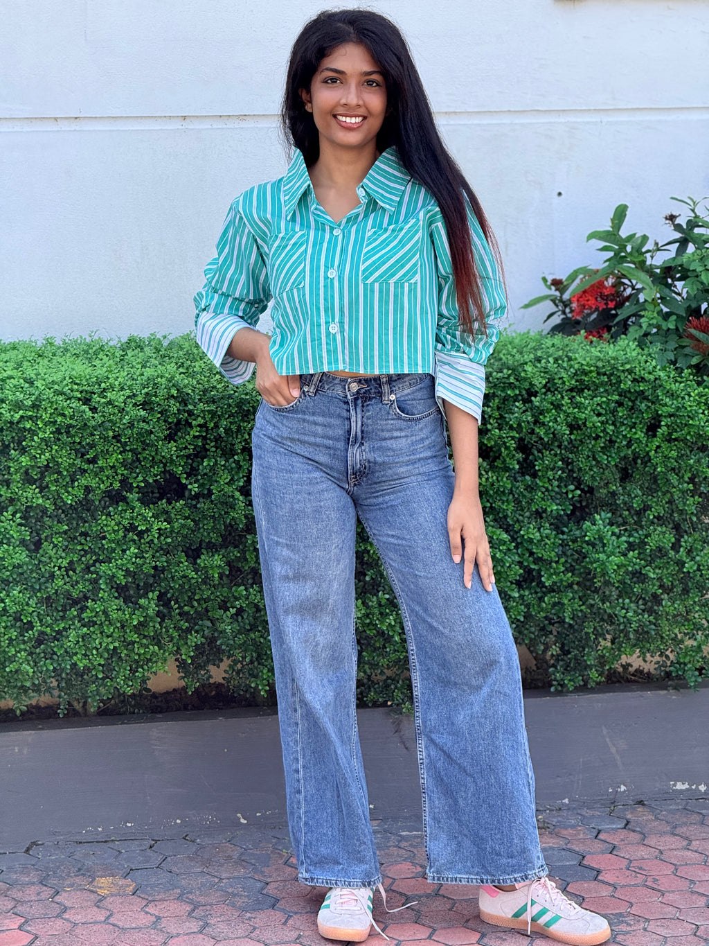 The Riviera Cropped Pinstripe Shirt