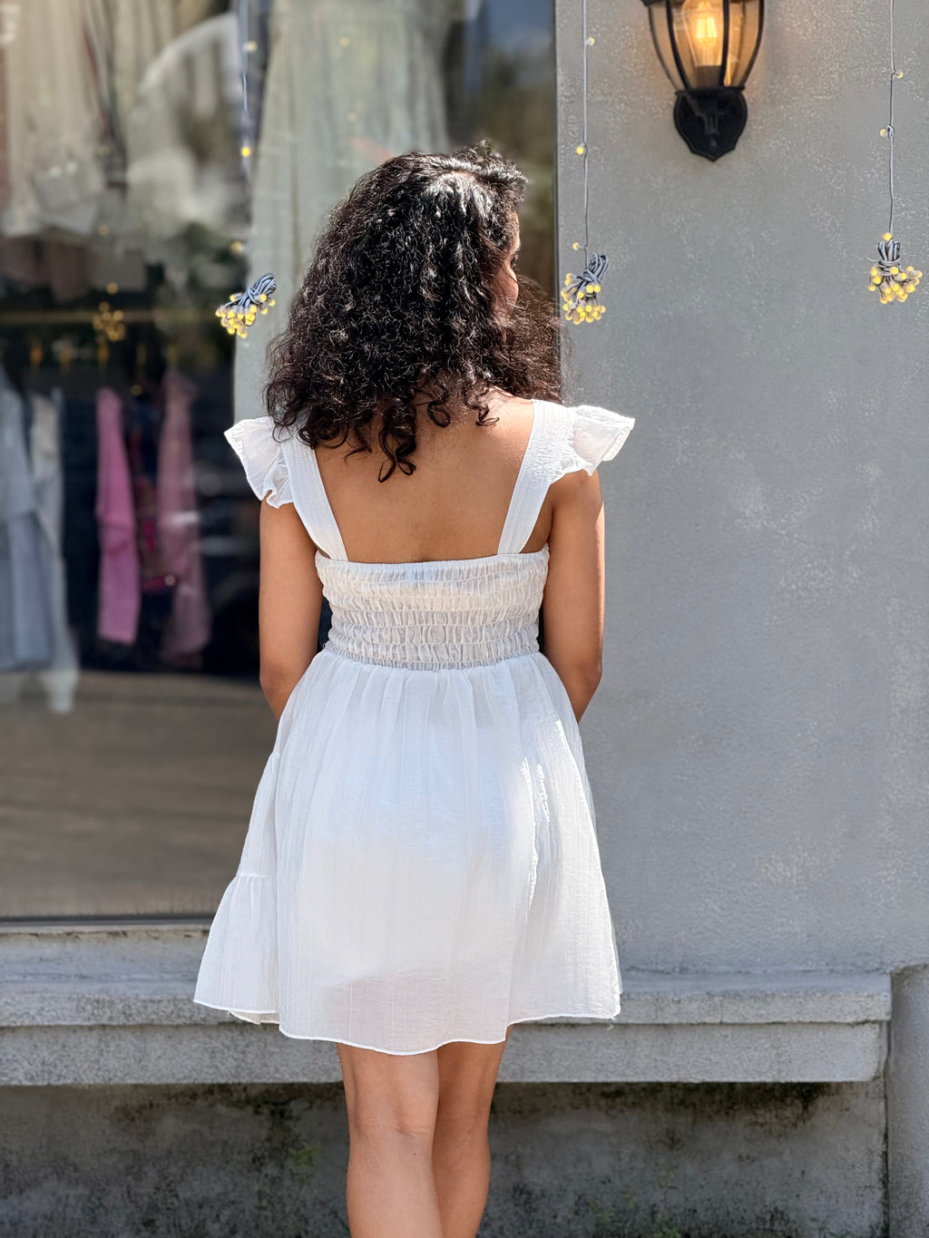 Ethereal Ruffle-Sleeve Tiered Mini Dress