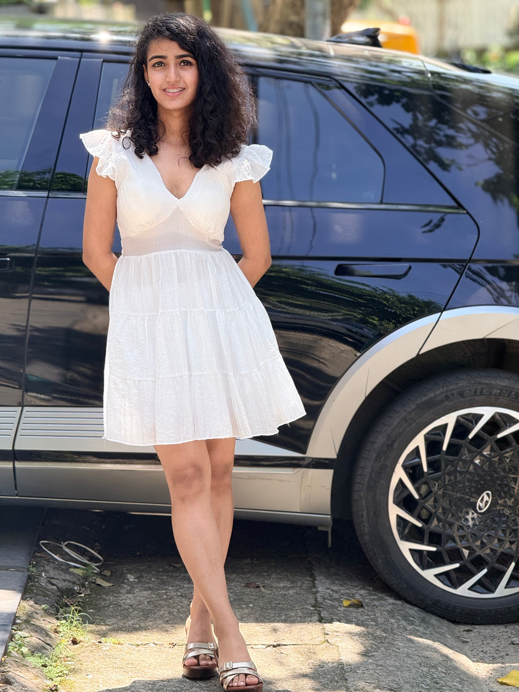 Ethereal Ruffle-Sleeve Tiered Mini Dress