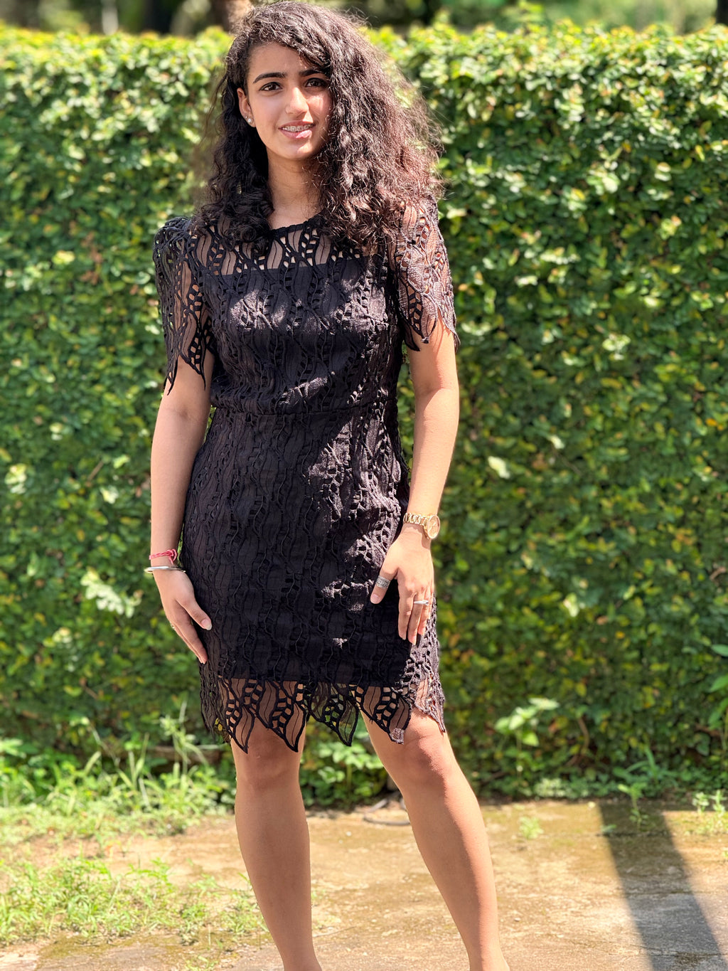 Sultry Black Eyelash Lace Cocktail Mini Dress