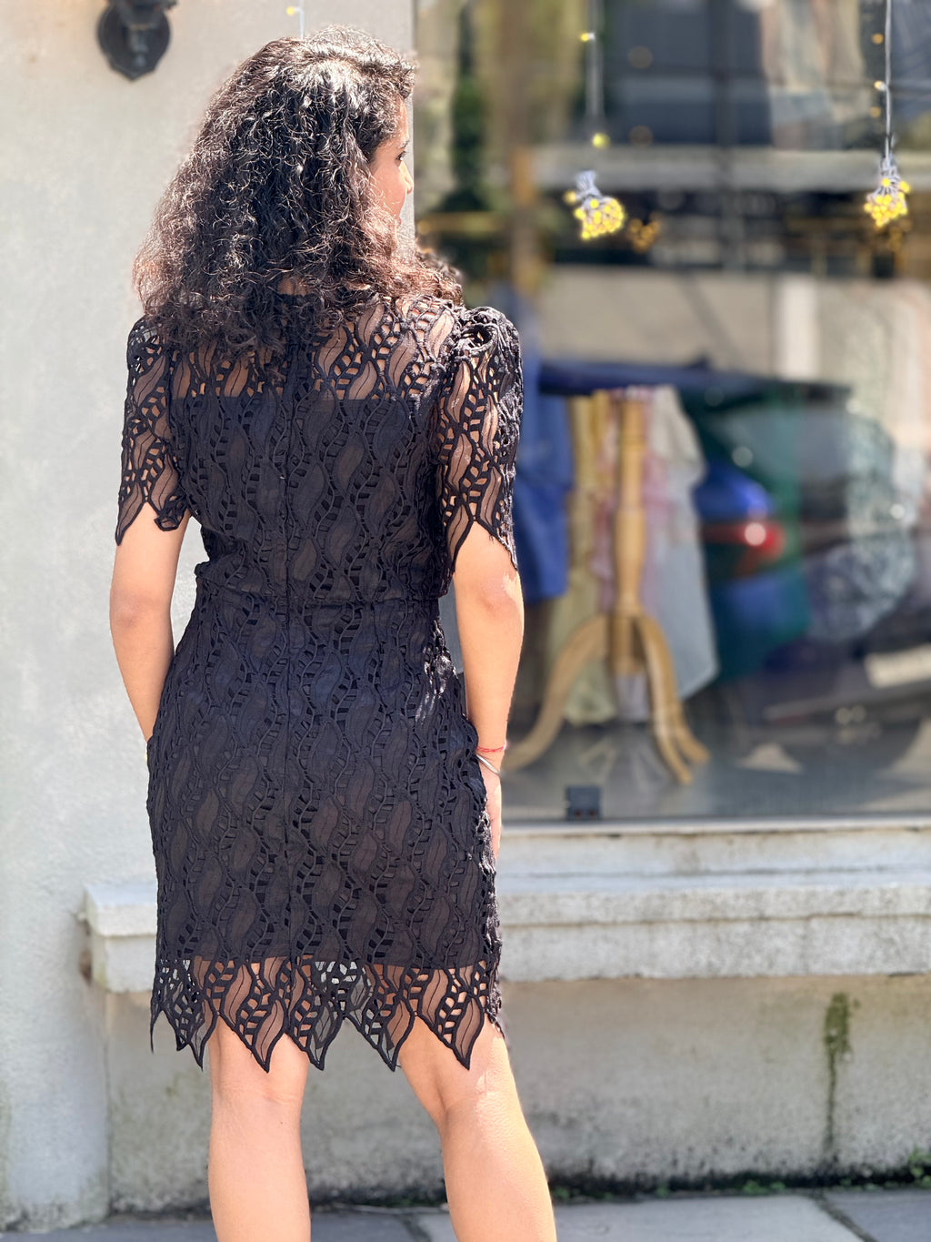 Sultry Black Eyelash Lace Cocktail Mini Dress