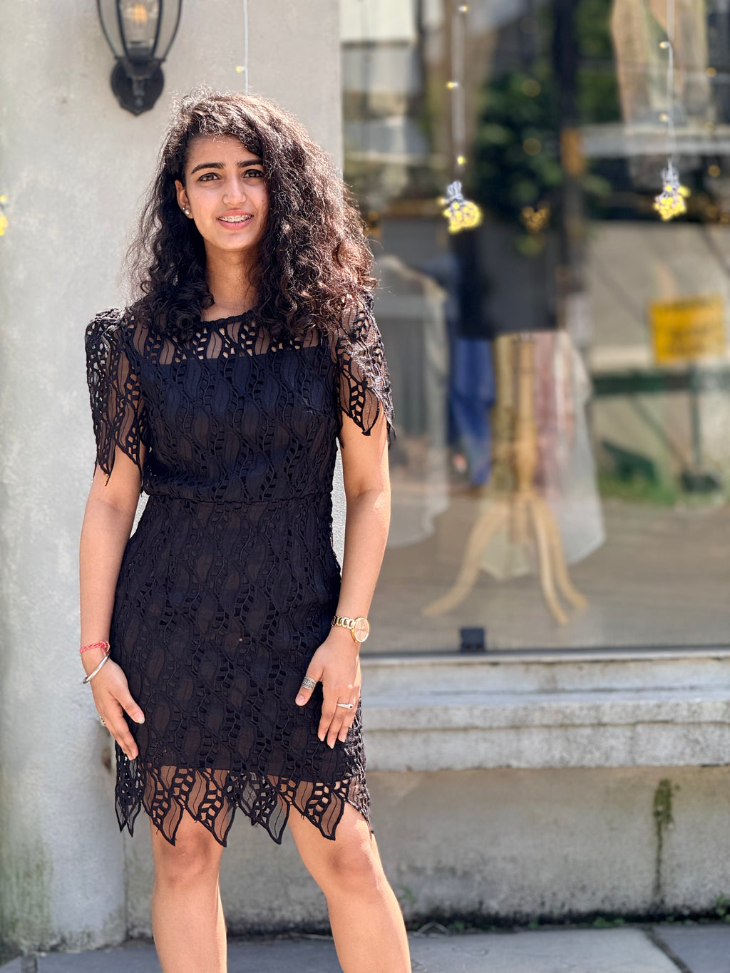 Sultry Black Eyelash Lace Cocktail Mini Dress
