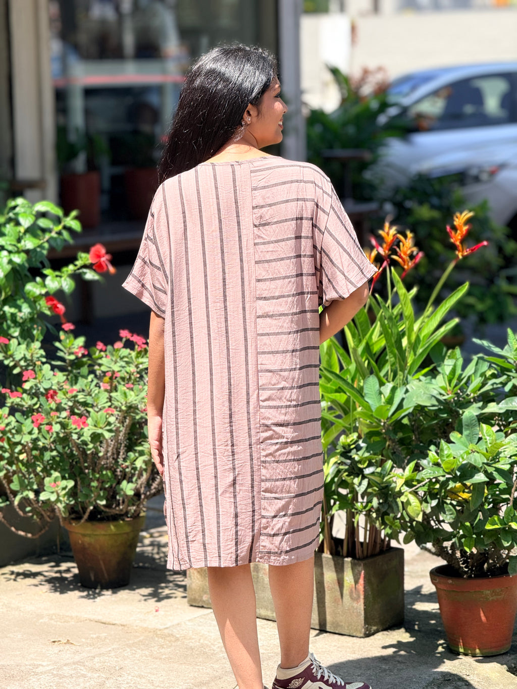 Striped Slouchy Pocket Tunic Dress