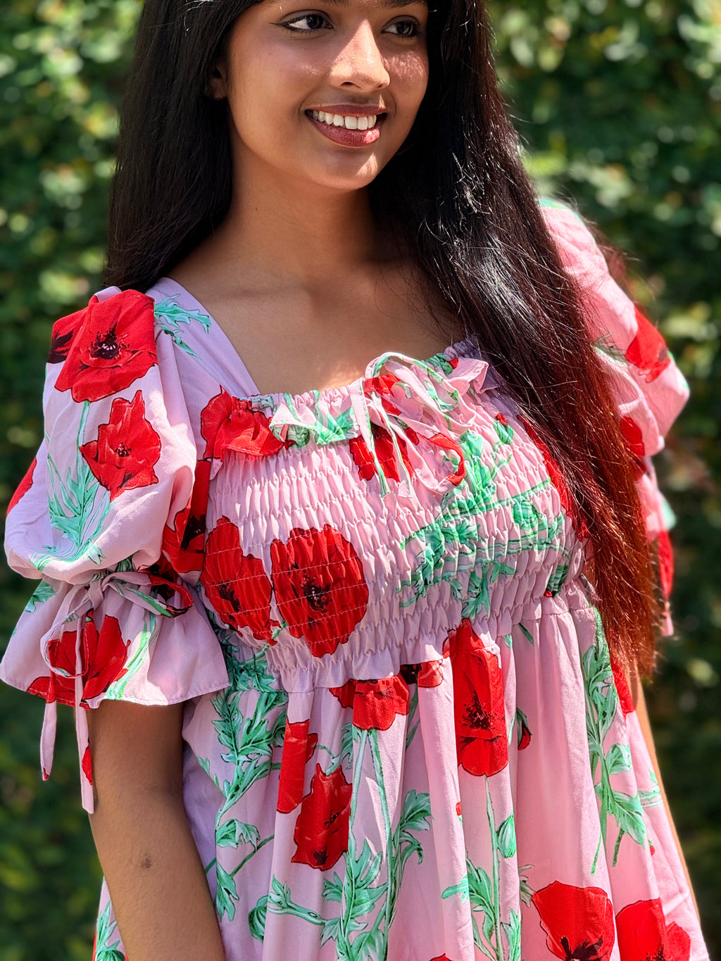 Poppy Dream Smocked Midi Dress