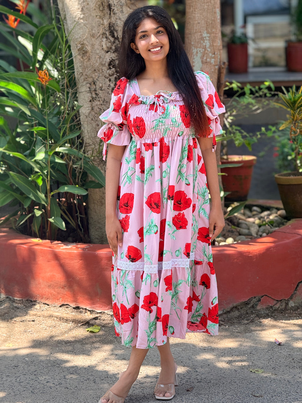 Poppy Dream Smocked Midi Dress