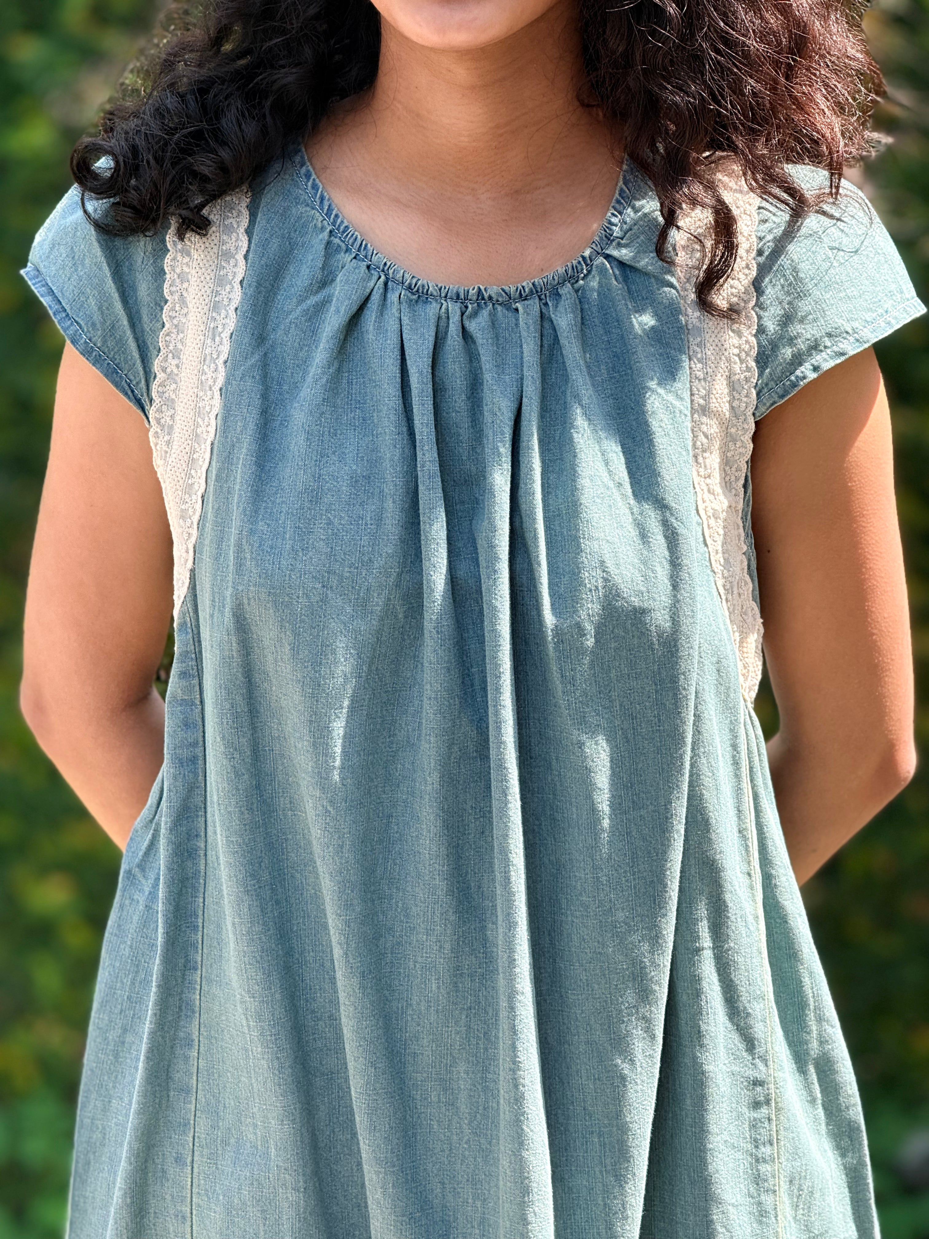 Coastal Chambray A-Line Midi Dress