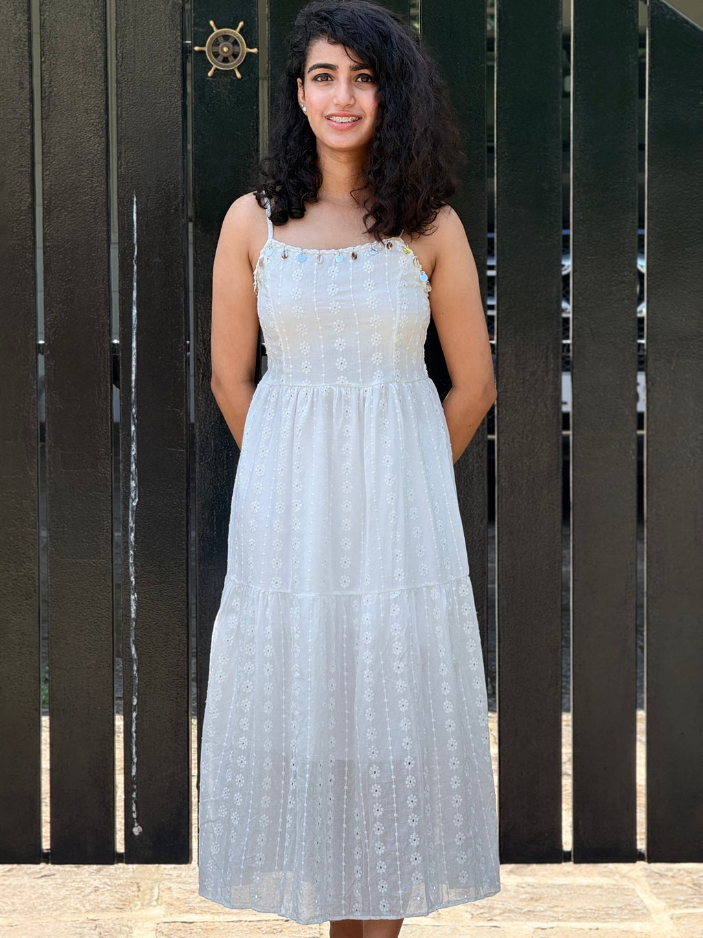 White Hakoba Tiered Maxi Dress