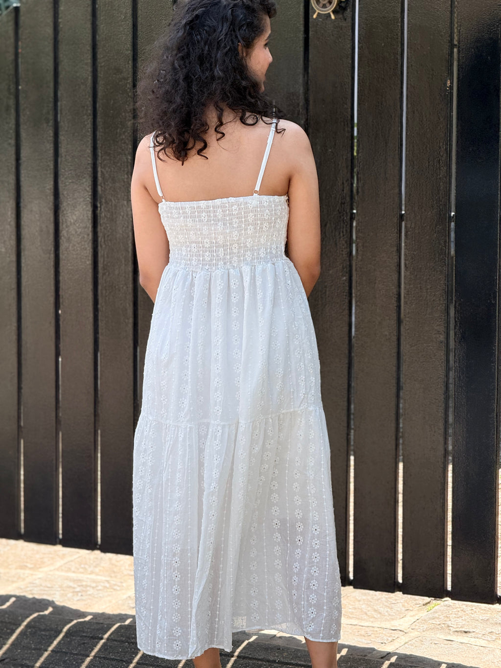White Hakoba Tiered Maxi Dress