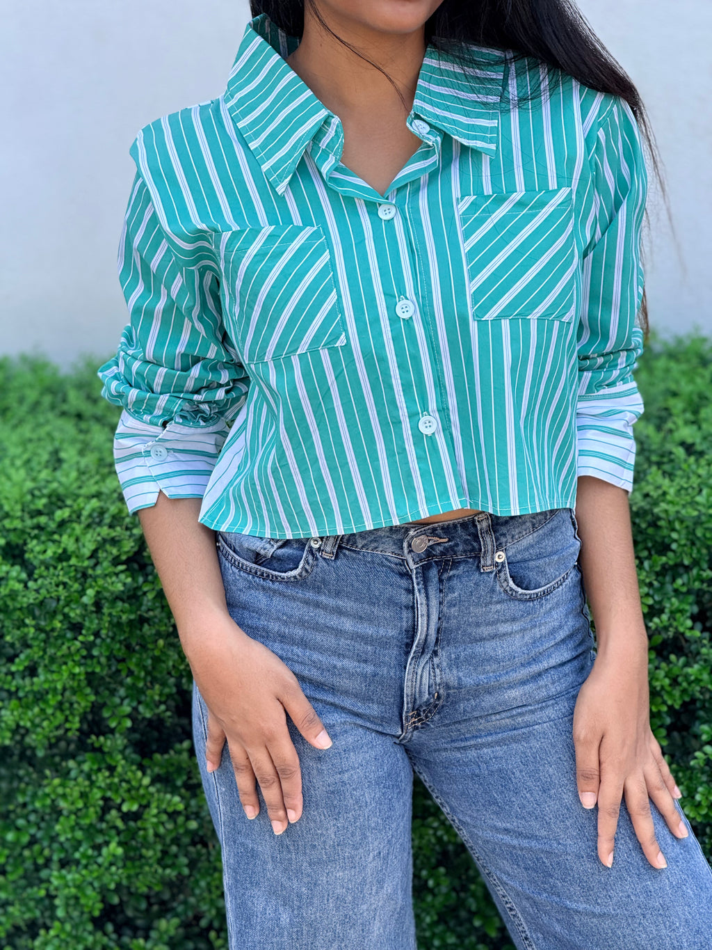 The Riviera Cropped Pinstripe Shirt