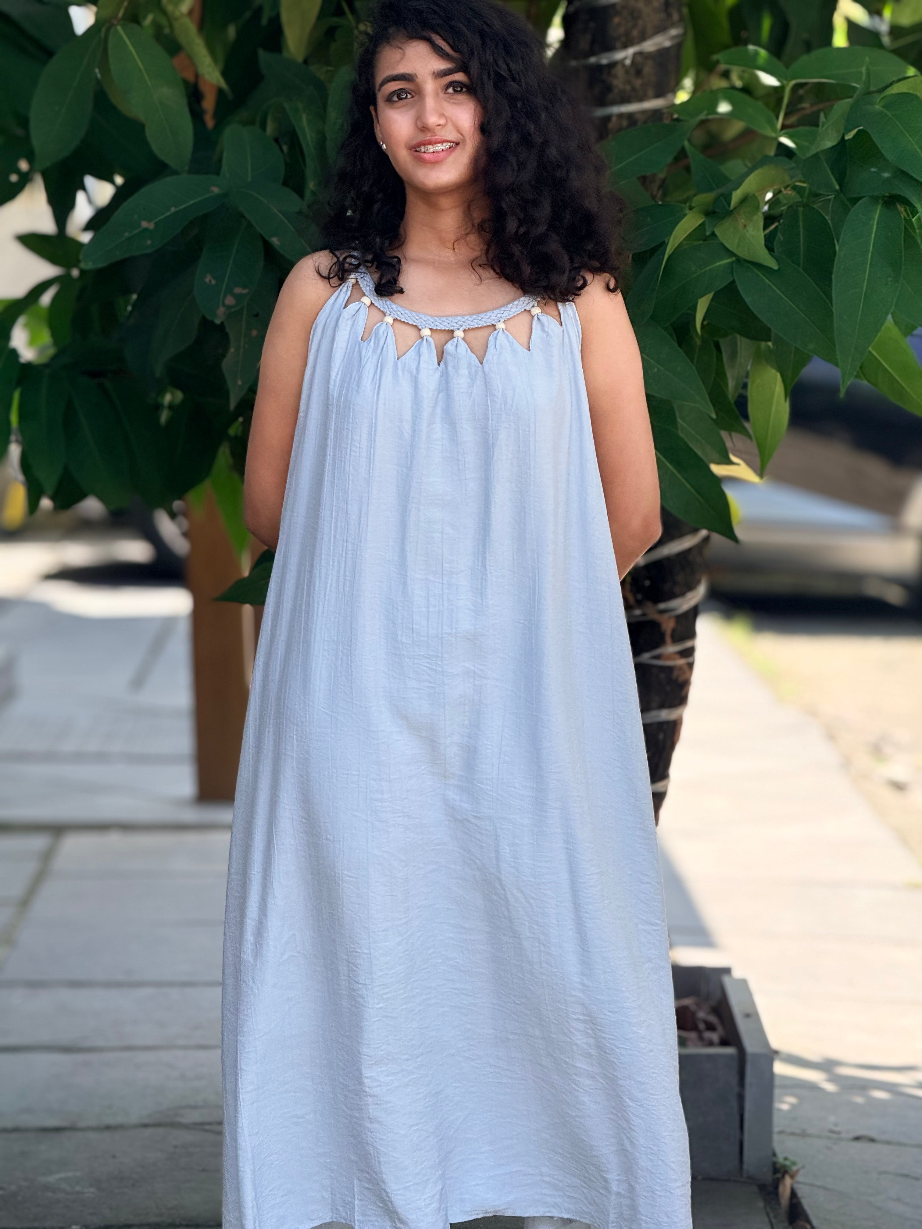 Pastel blue maxi dress