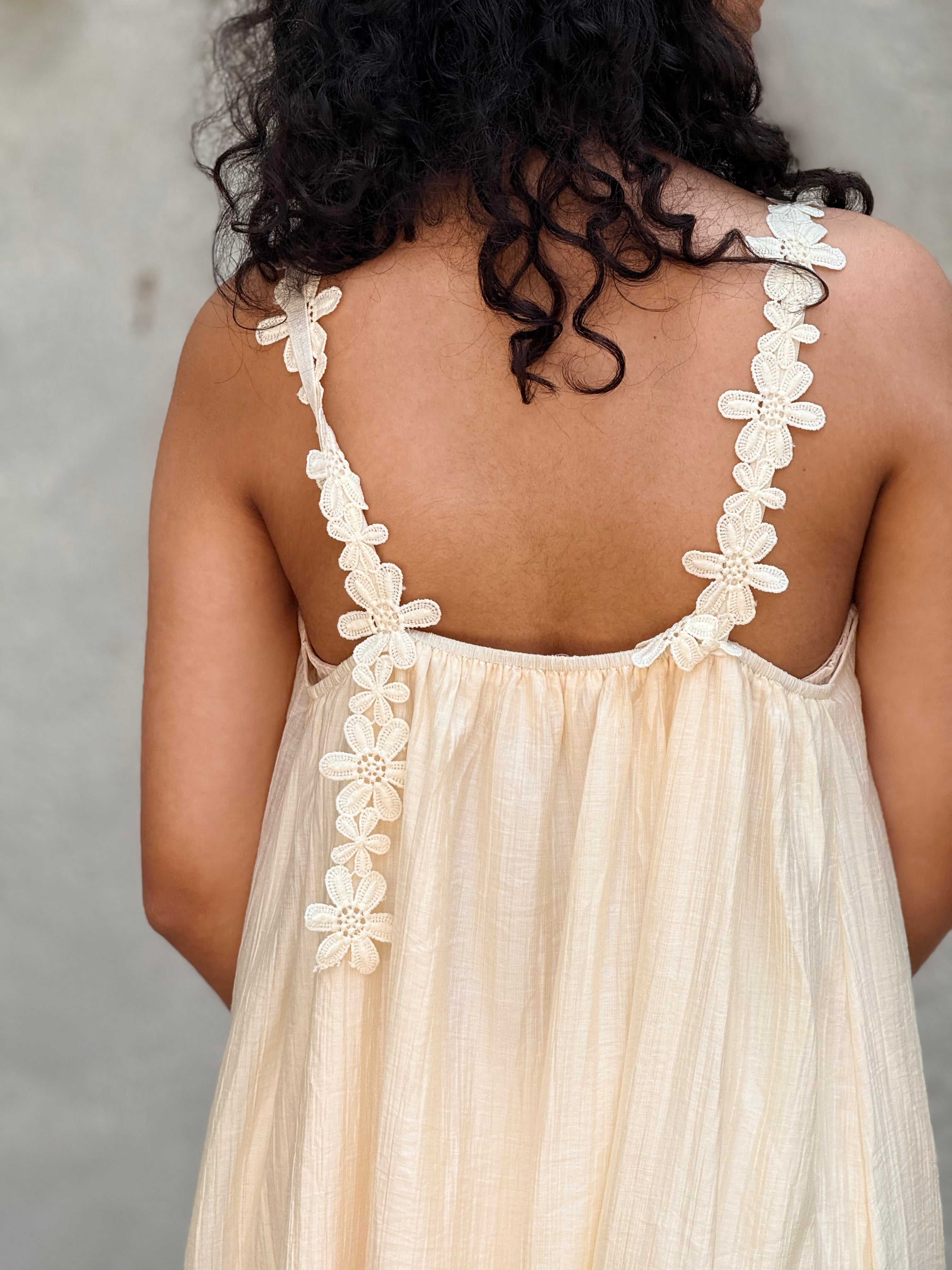 Ivory Crinkle Maxi Dress