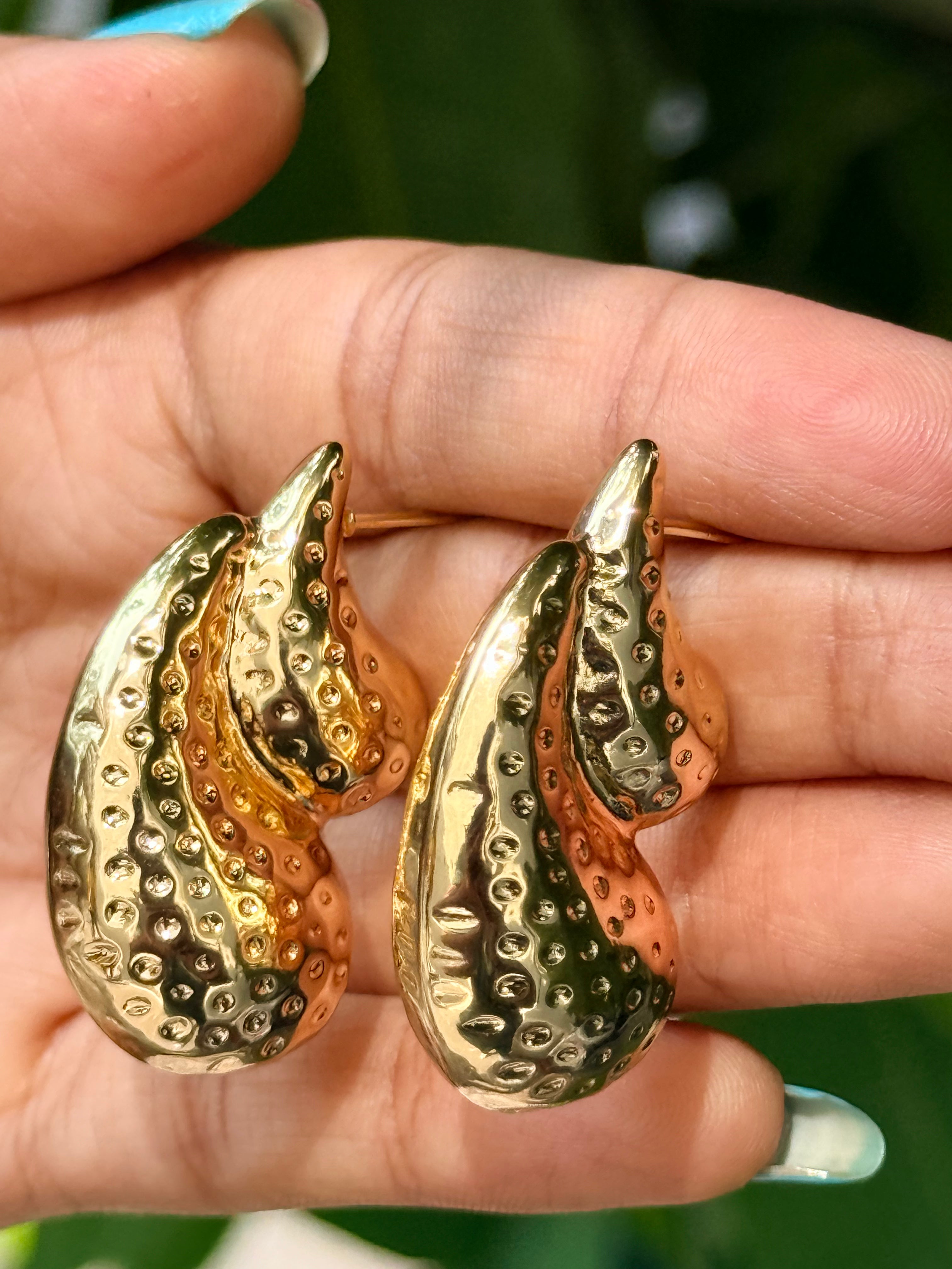 Sculpted Gilded Wave Earrings