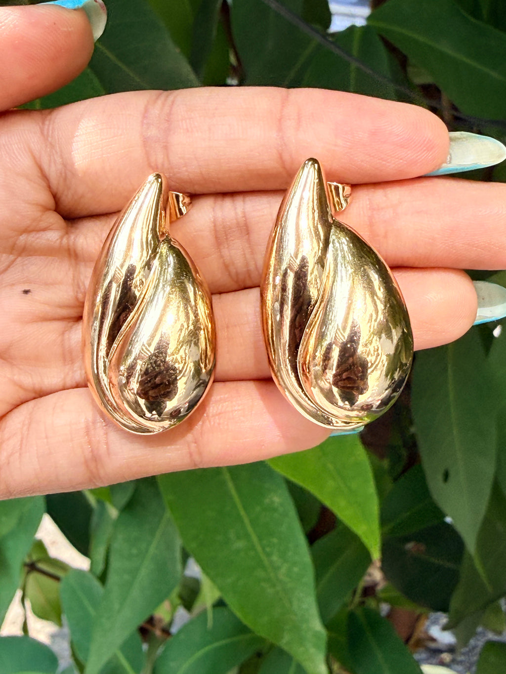 Statement Gold Tear Drop Earrings