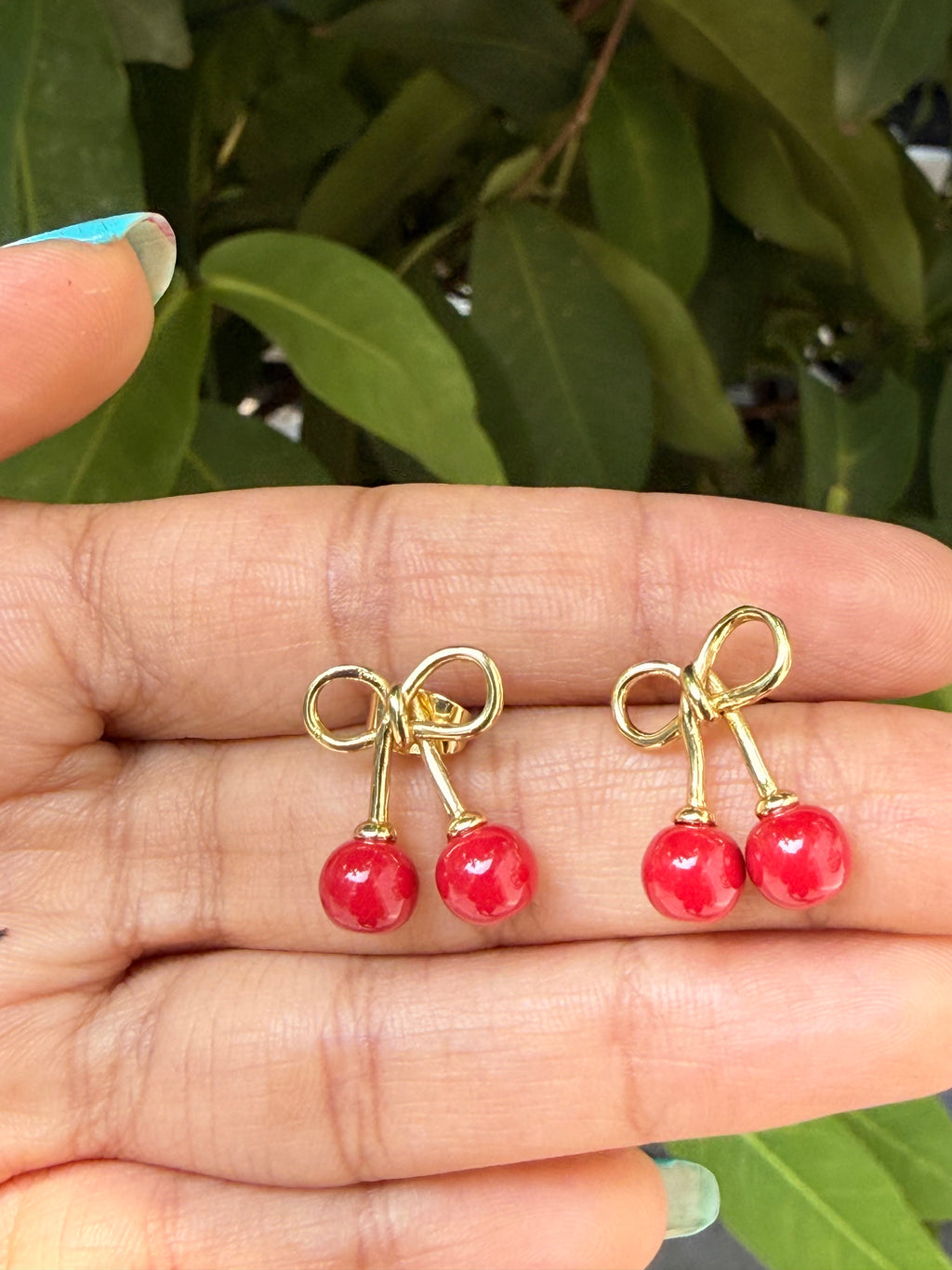 Cherry Sweet Bow Stud Earrings