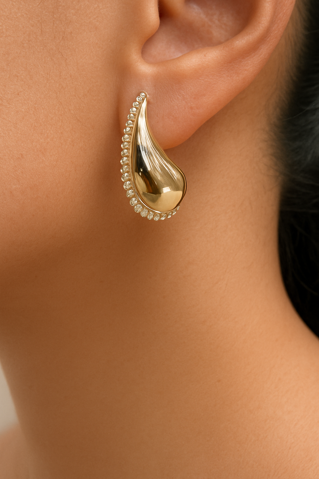 Gleaming Tear Drop Pave Stud Earrings