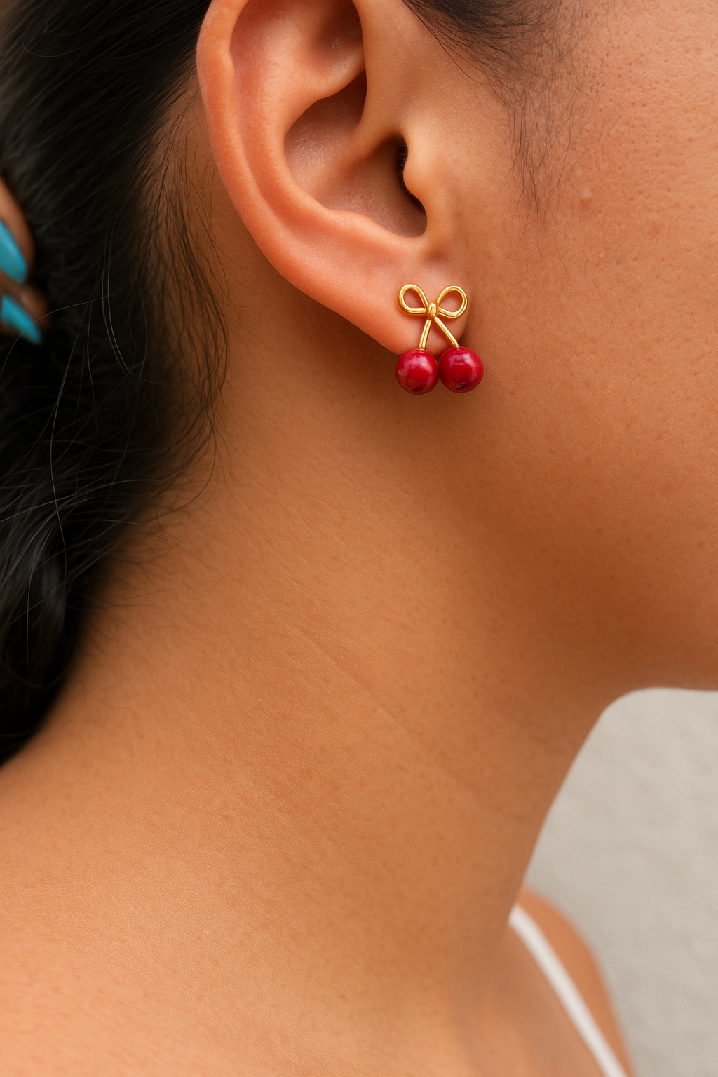 Cherry Sweet Bow Stud Earrings