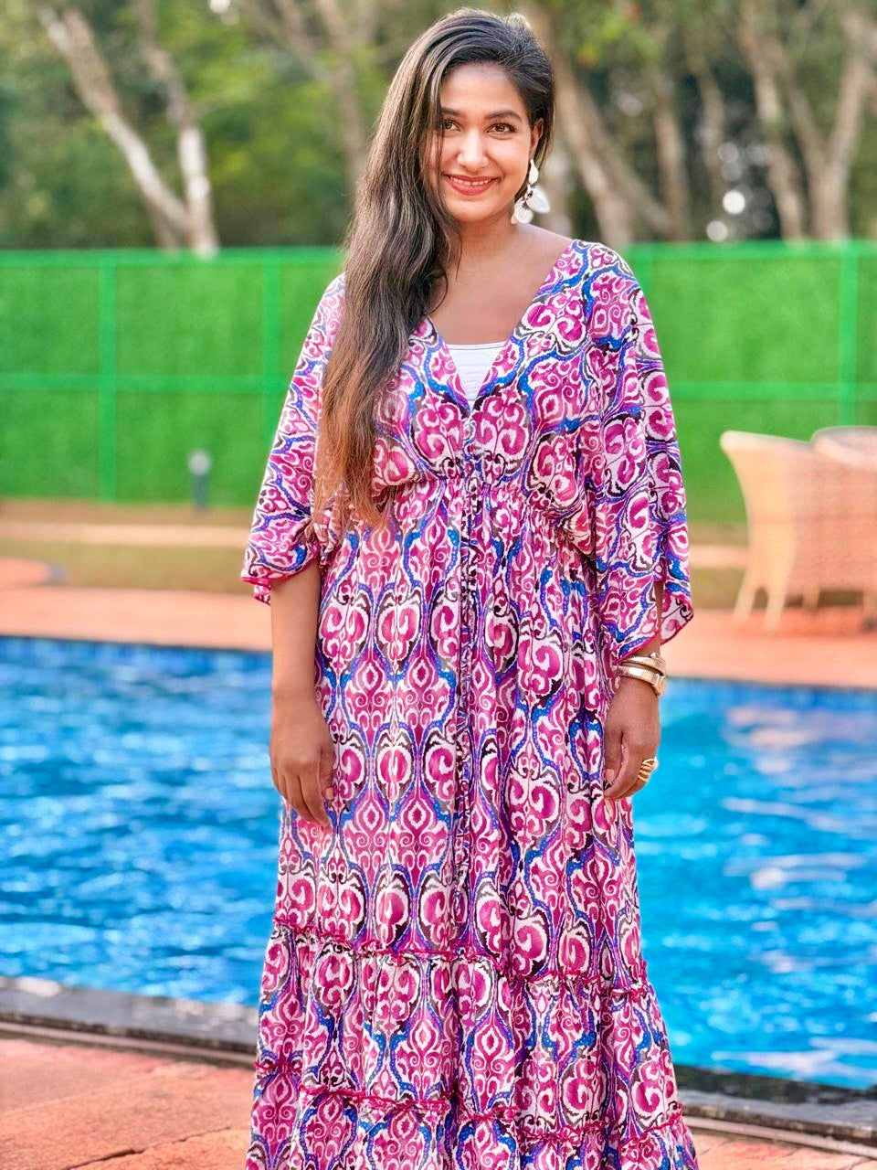 The Berry Ikat Kaftan Maxi