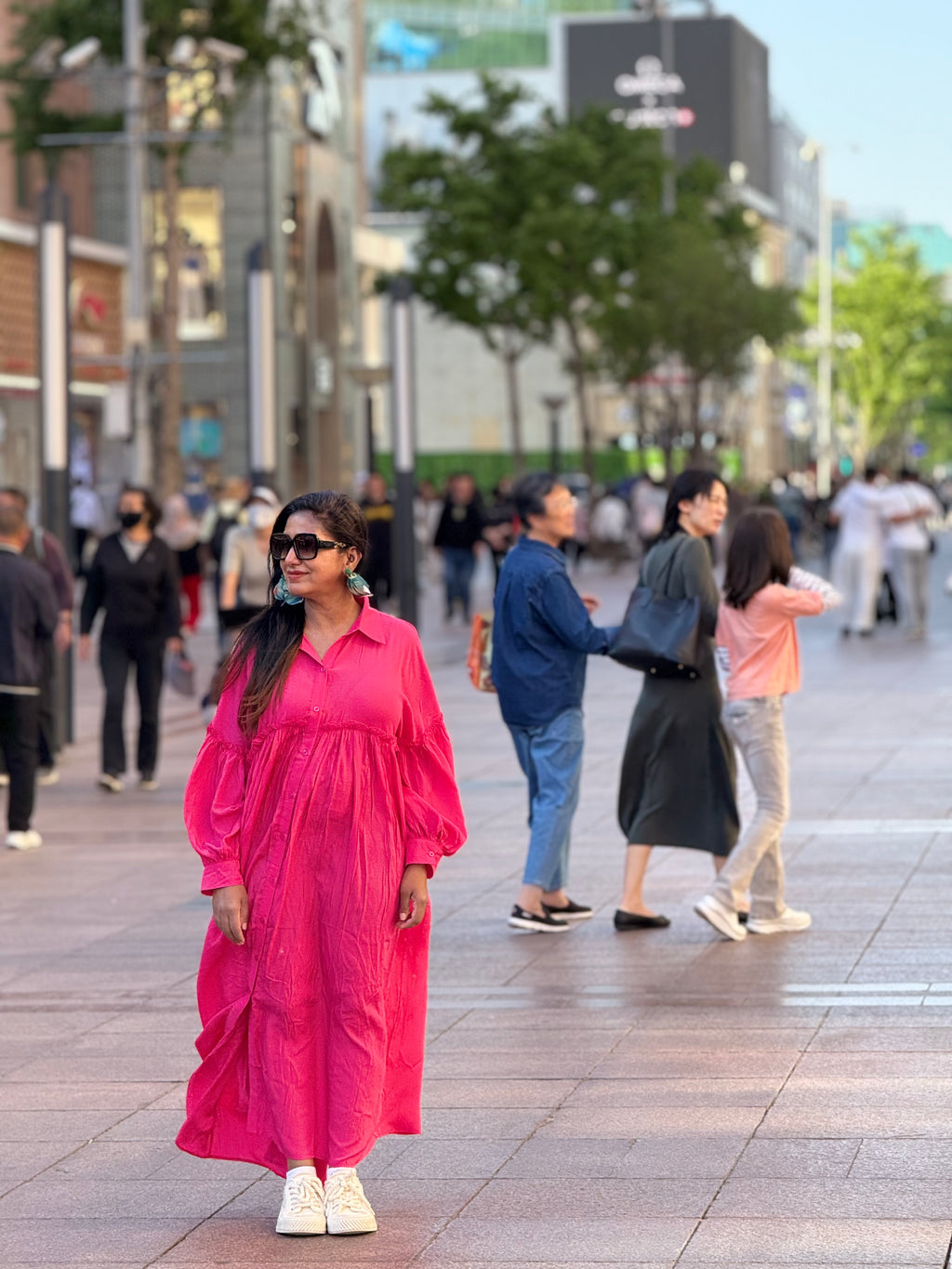 The Fuchsia Lantern-Sleeve Maxi
