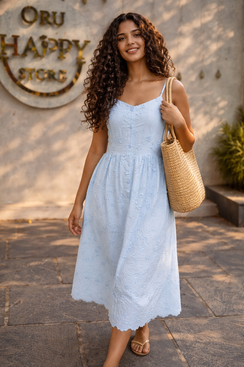 The Azure Sky Eyelet Midi