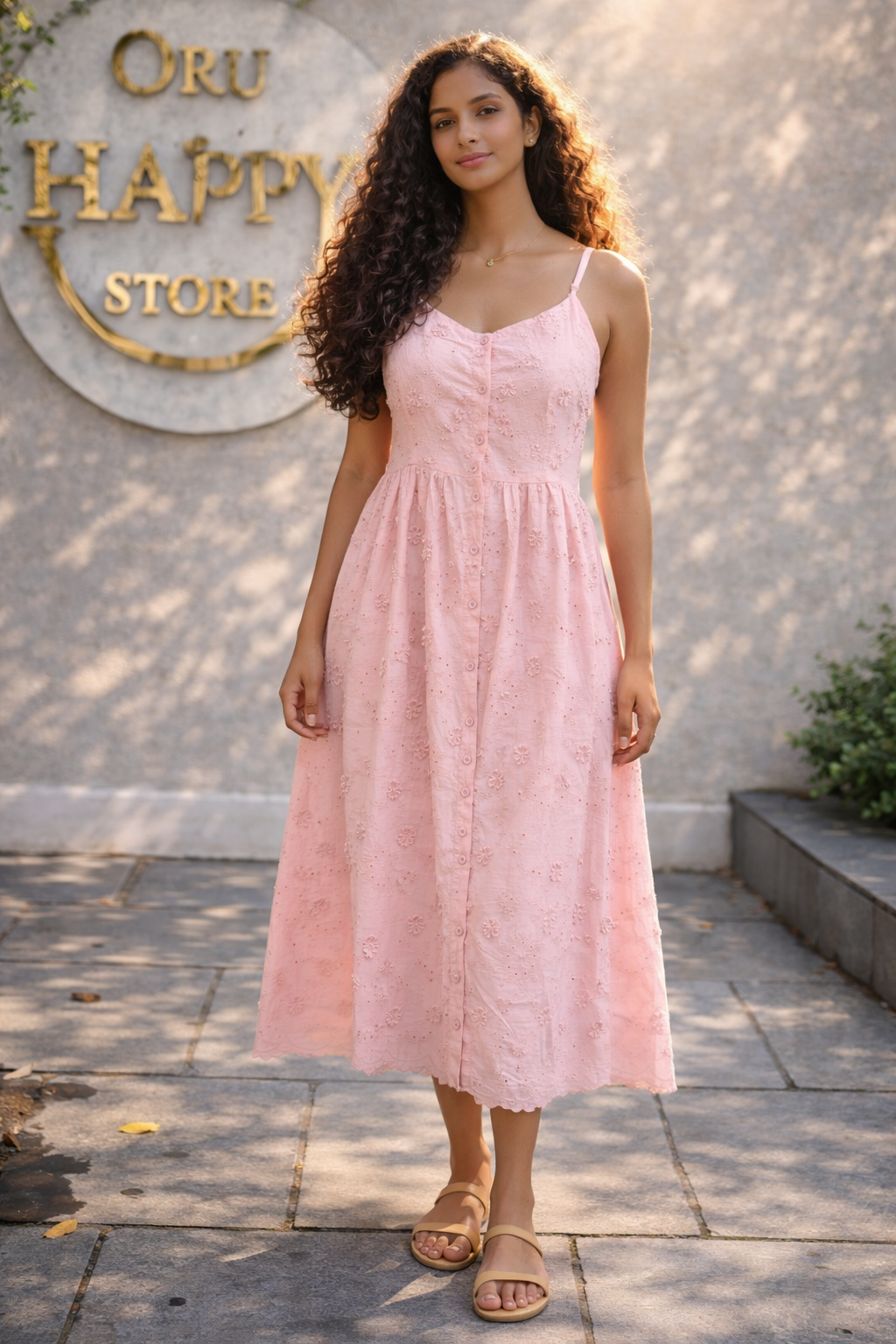 The Blush Meadow Eyelet Midi