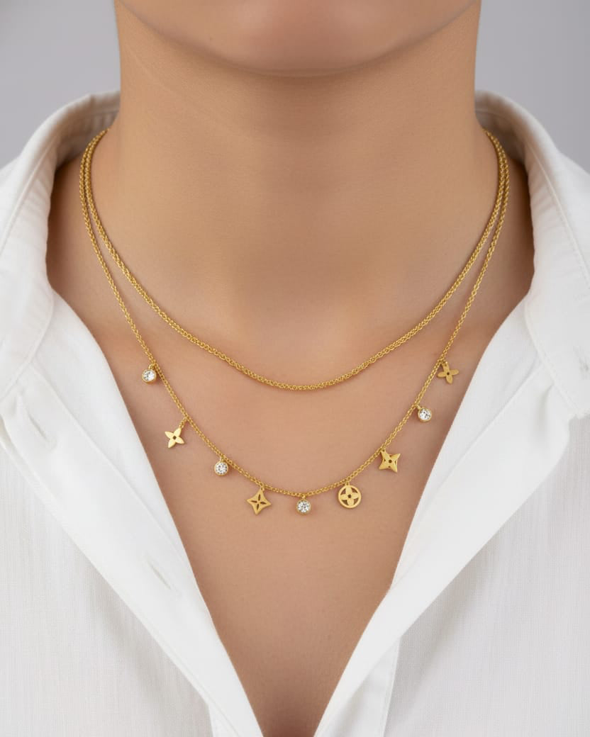 The Golden Harmony Layered Charm Necklace