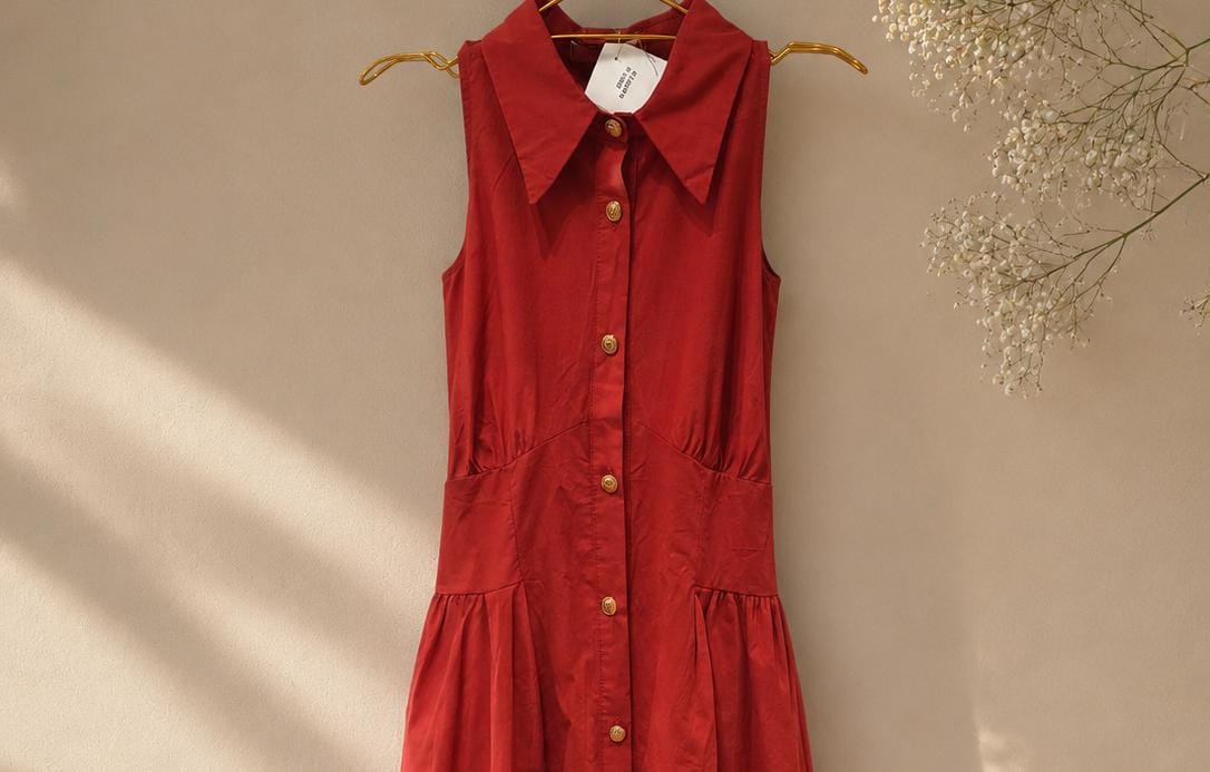 Sleeveless Collared Button-Down Midi Dress