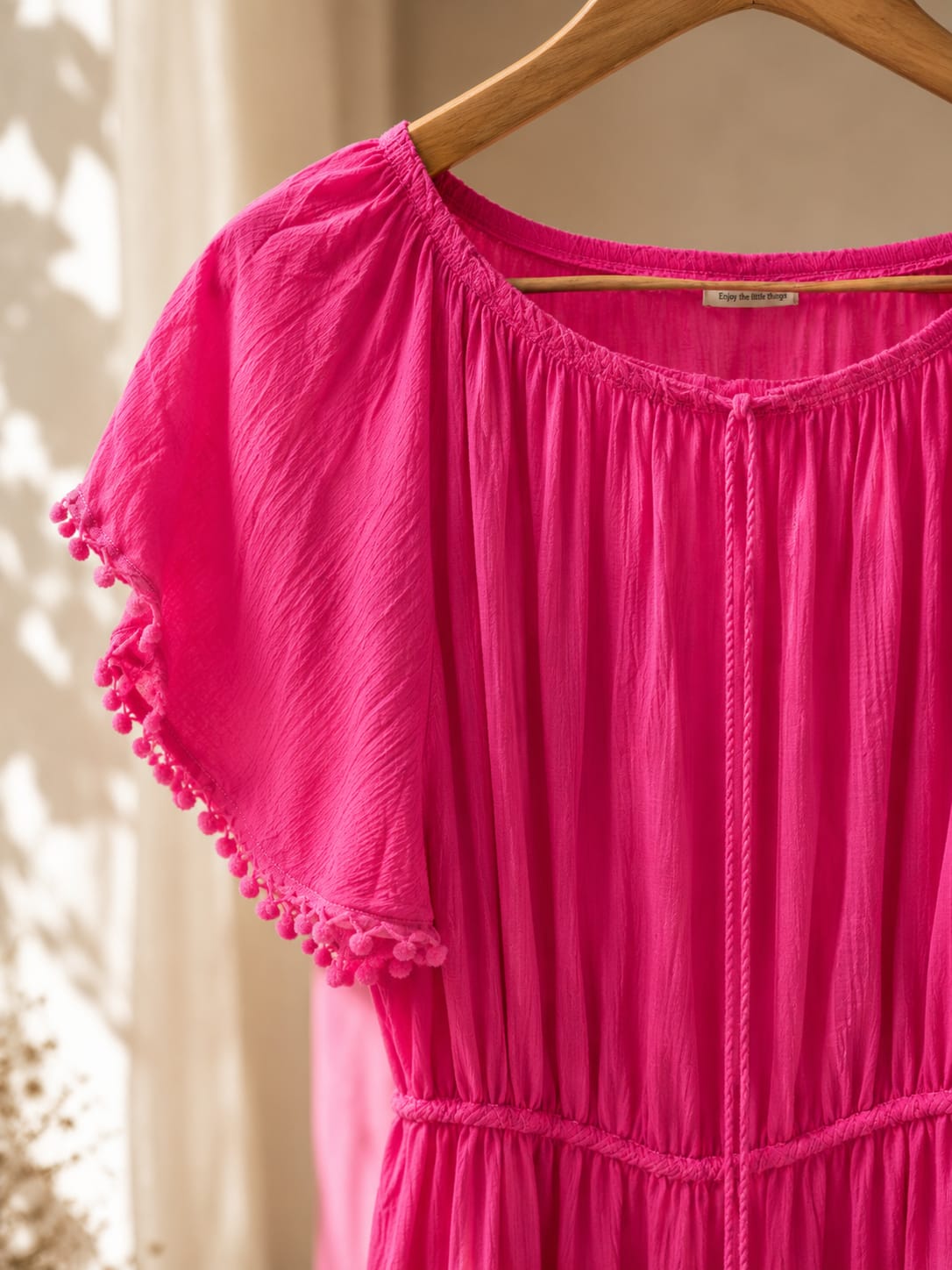 Pink Cotton-Blend Tiered Maxi Dress